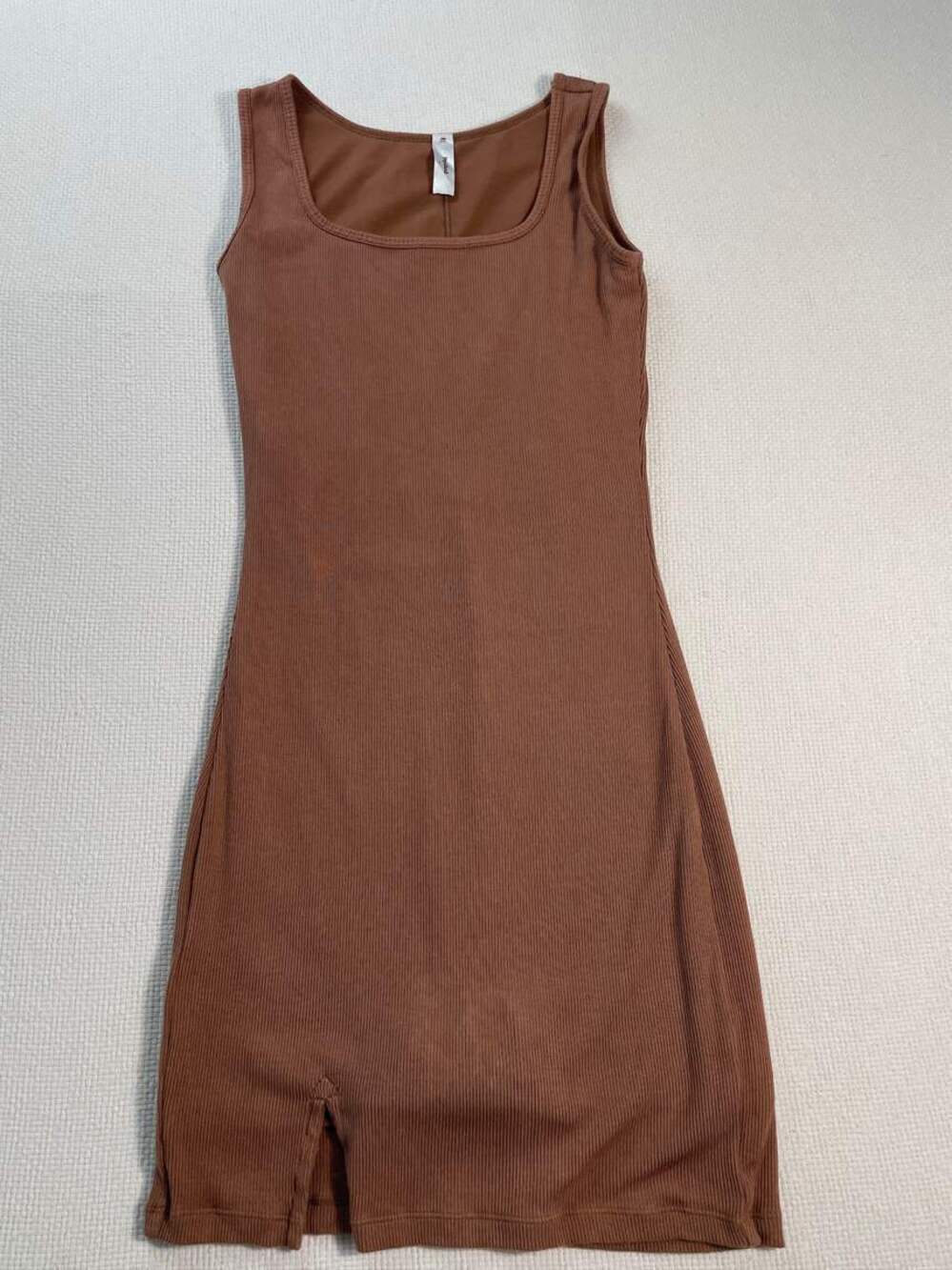 Popilush Brown Ribbed Shapewear Romper Sleeveless Small mini dress